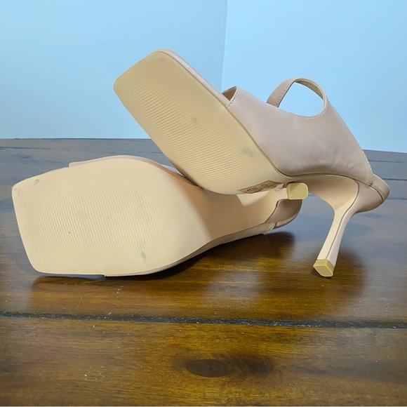 Square Toe Nude High Heels Mules. - Picture 4 of 6